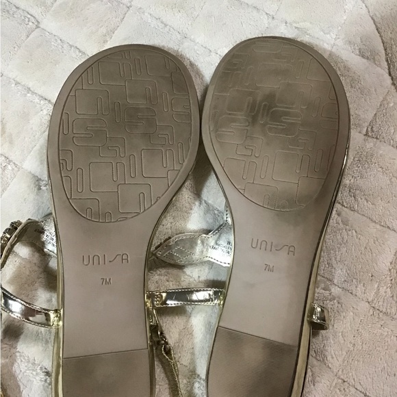 gold sandals for ladies bejeweled size 7M - Picture 6 of 6